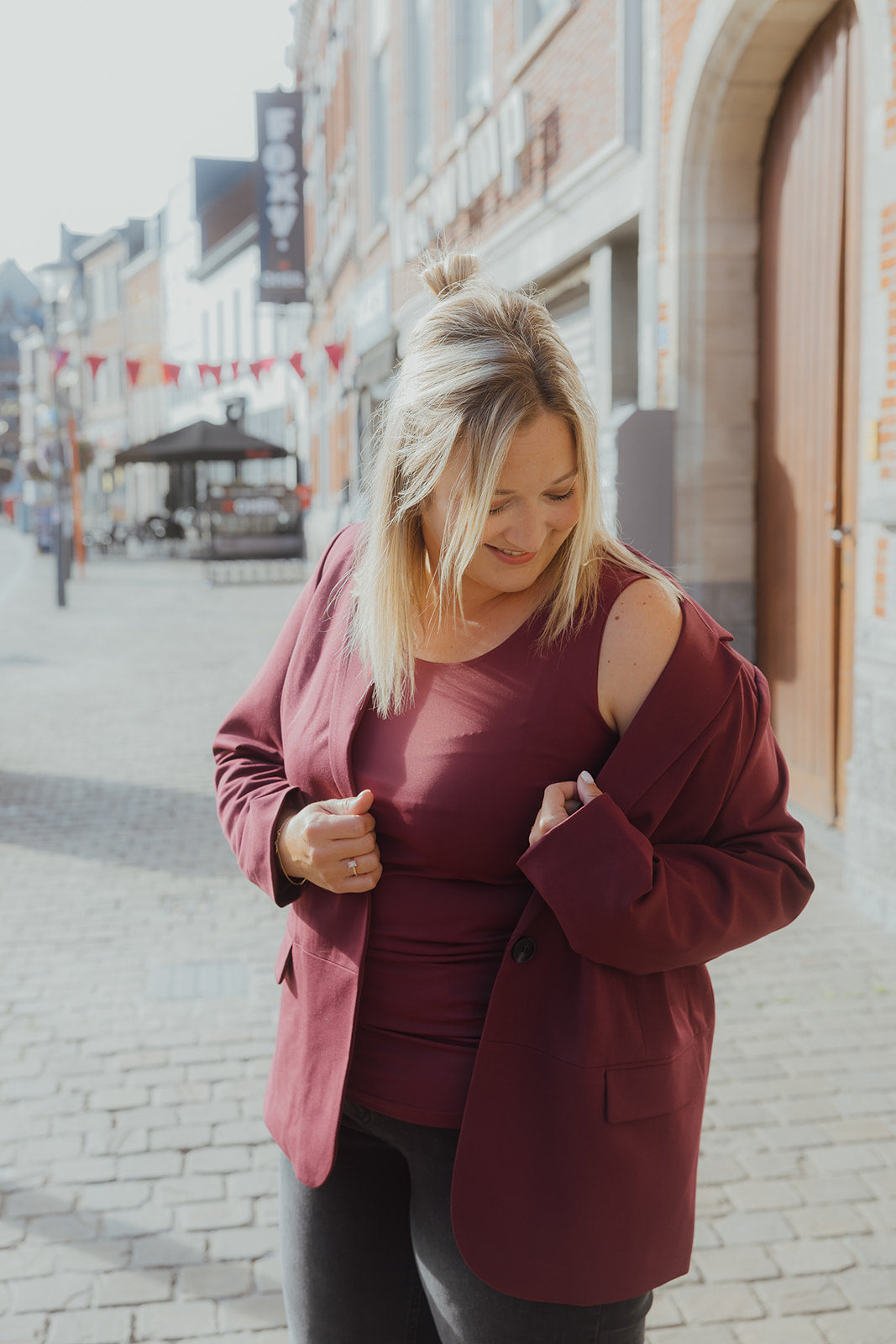 KCERINA JERSEY TOP bordeaux