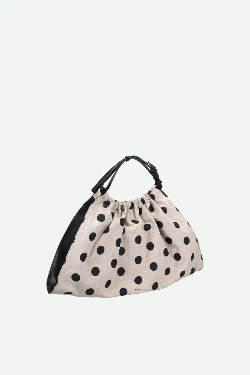 WITTE HANDTAS MET BOLLETJES wit