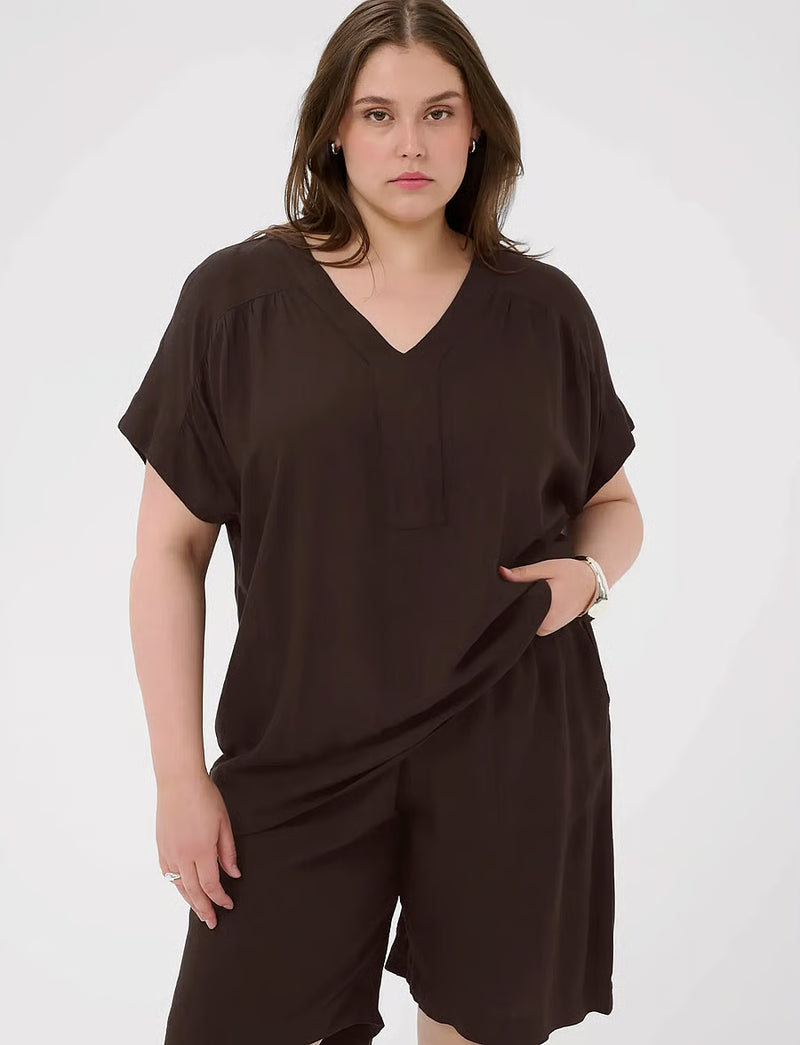KCMILLA WING BLOUSE fudge