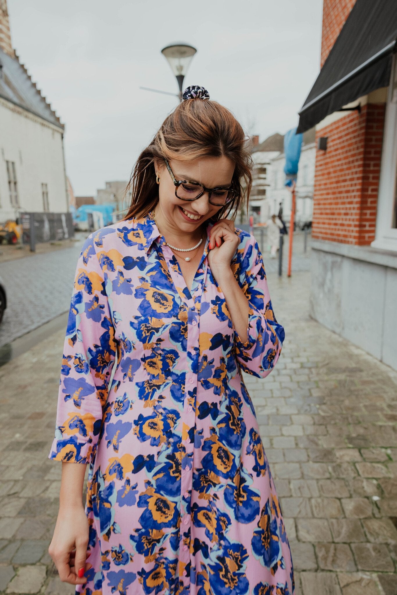 Boetiek Marte Roze jurk met bloemen BOETIEK MARTE